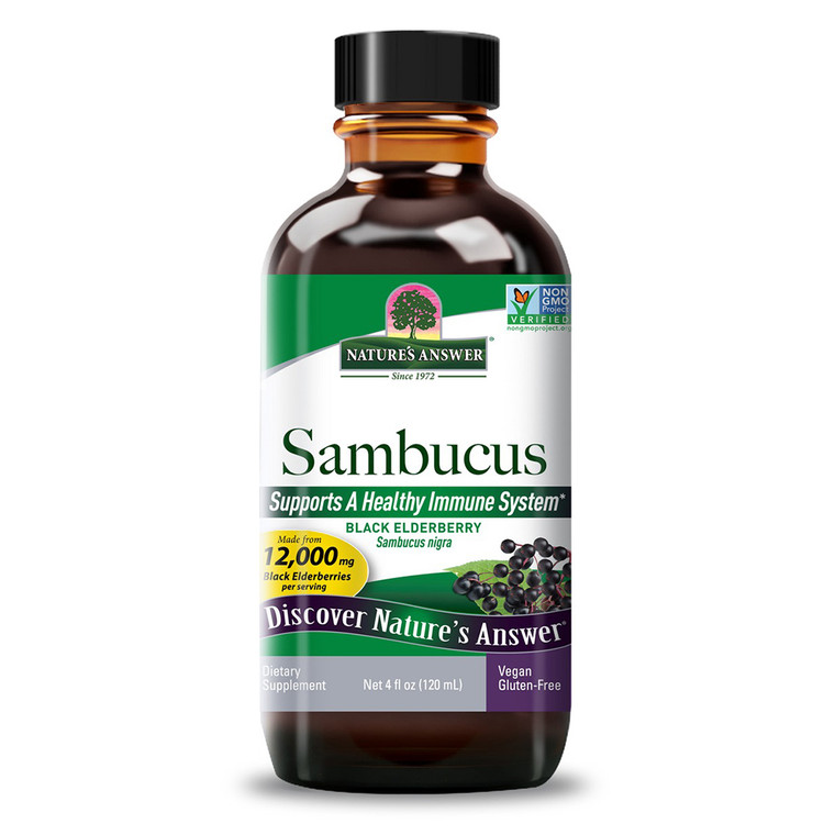 Natures Answer Sambucus Black Elder Berry Extract Alcohol Free Supports Immune Health 4Oz (120ml)