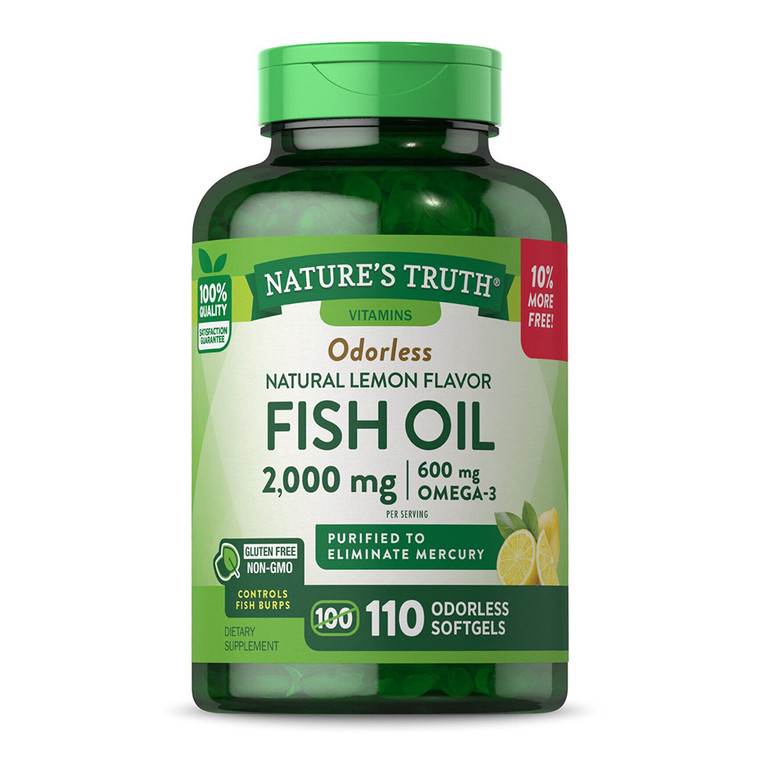 Natures Truth Odorless Fish Oil 2000 Mg, Lemon, 110 Ea