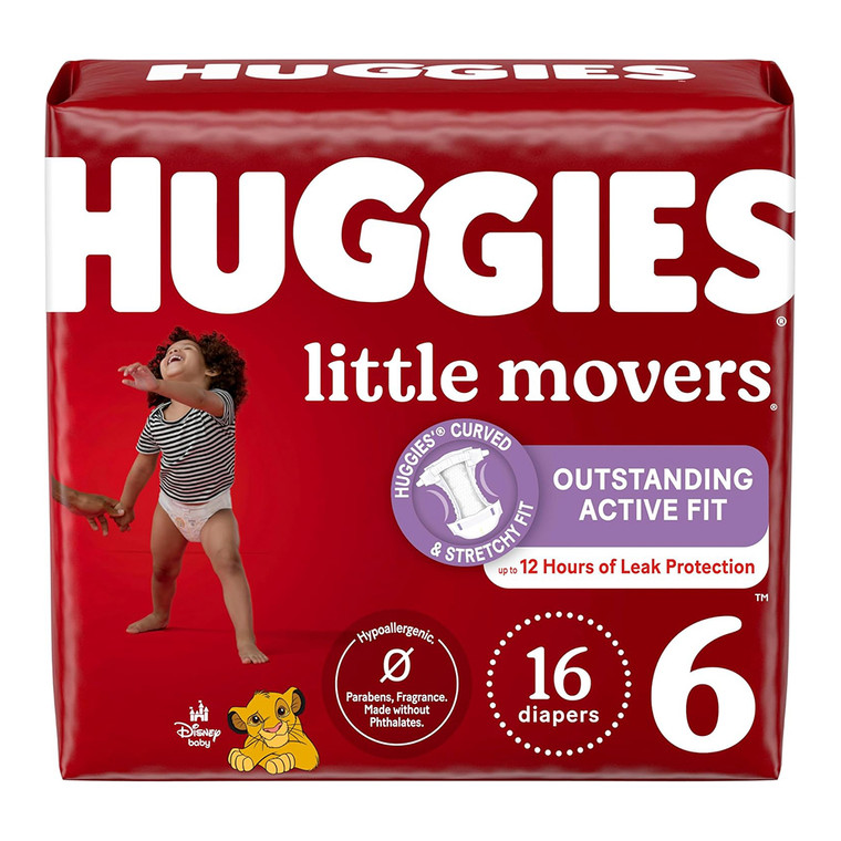 Huggies Little Movers Baby Disposable Diapers, Size 6, 16 Ea