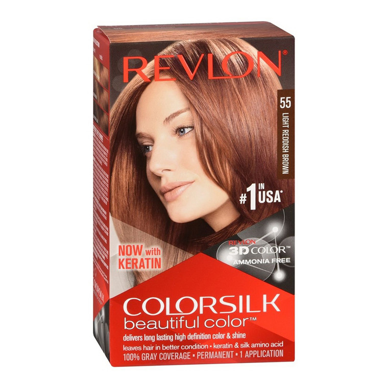 Revlon Color Silk Beautiful Color Permanent Hair Color, 55 Light Reddish Brown, 1 Ea