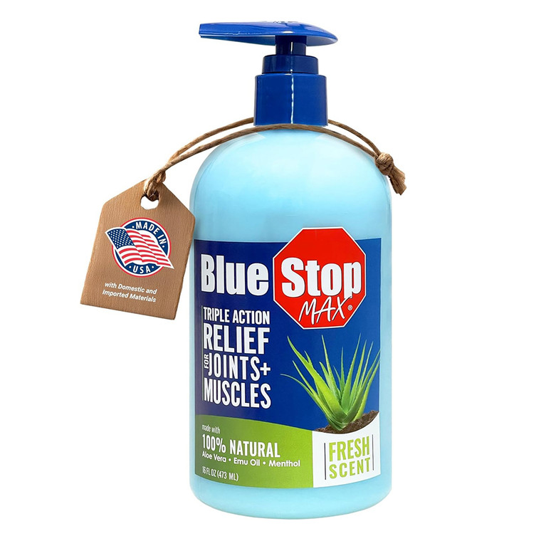 Blue Stop Max Relief Gel for Muscles and Joints Massage Soothing Comforting 16Oz (473ml)