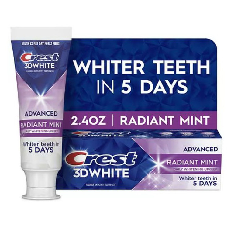 Crest 3D White Advanced Daily Whitening Upkeep Toothpaste Radiant Mint for Whiter Teeth 2.4Oz (68g)