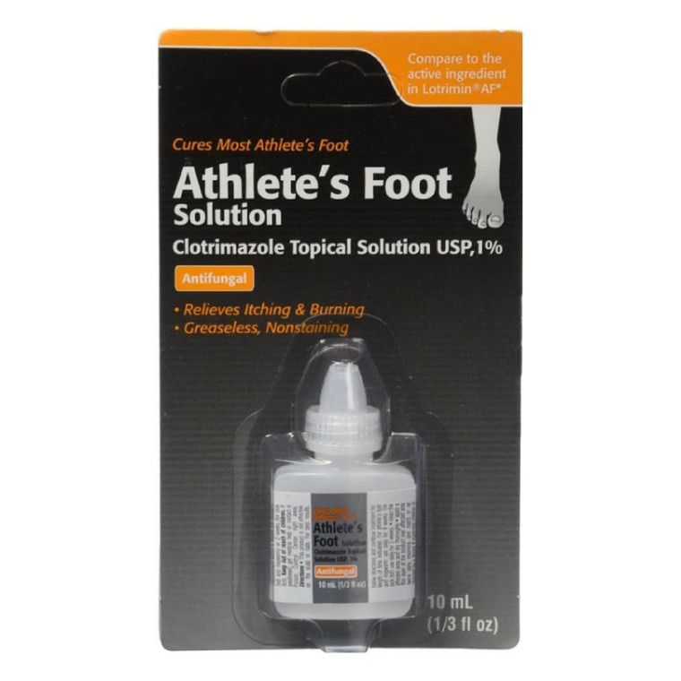 Clotrimazole Topical Solution USP 1 Percent Athletes Foot Antifungal Drops 0.33Oz (10ml)