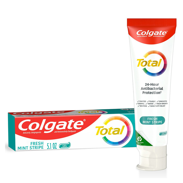 Colgate Total Fresh Mint Stripe Gel Toothpaste, Mint, 144 Gm