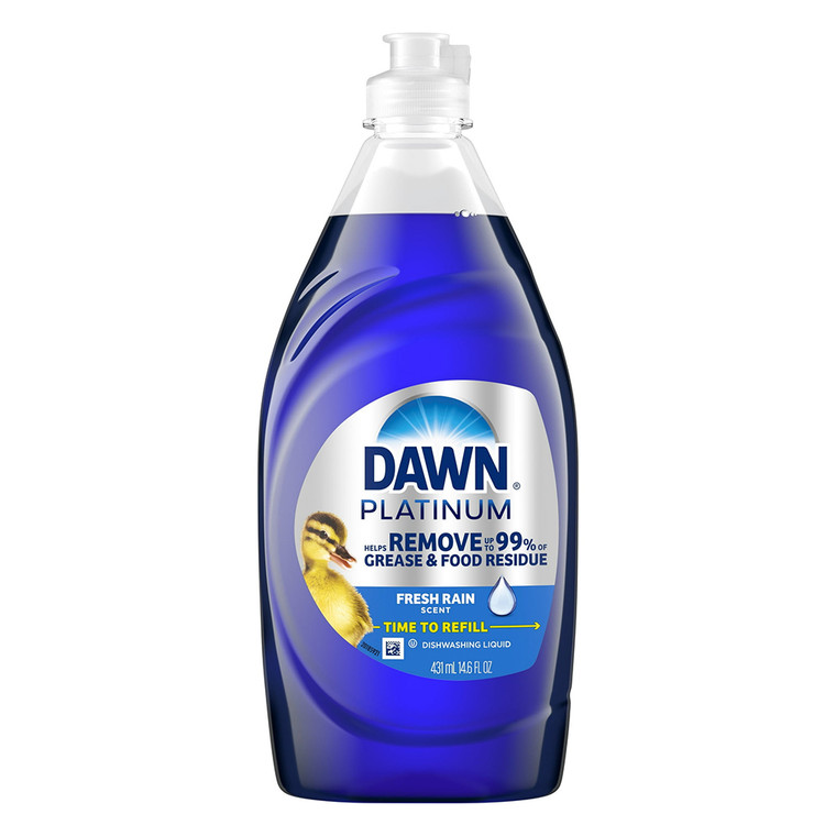 Dawn Platinum Dishwashing Liquid Dish Soap Fresh Rain Scent Helps Remove Grease and Food Residue 14.6Oz (431ml)