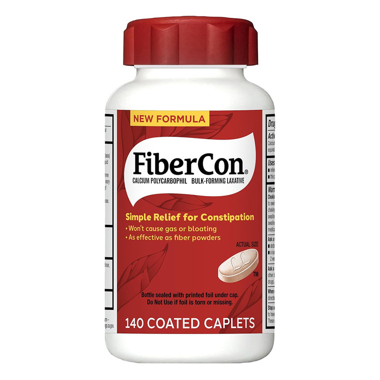 FiberCon Coated Caplets for Bowel Regularity and Constipation Relief 140Ea