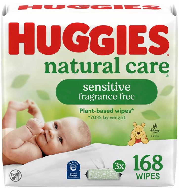 Huggies Natural Care Sensitive Plant Based Baby Wipes Unscented 168Ea