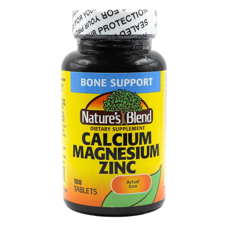 Natures Blend Calcium Magnesium Zinc Dietary Supplement Tablets Support Bone and Muscle Strength 100Ea
