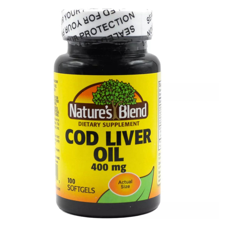 Natures Blend Cod Liver Oil 400mg Dietary Supplement Softgels Support Health Heart 100Ea