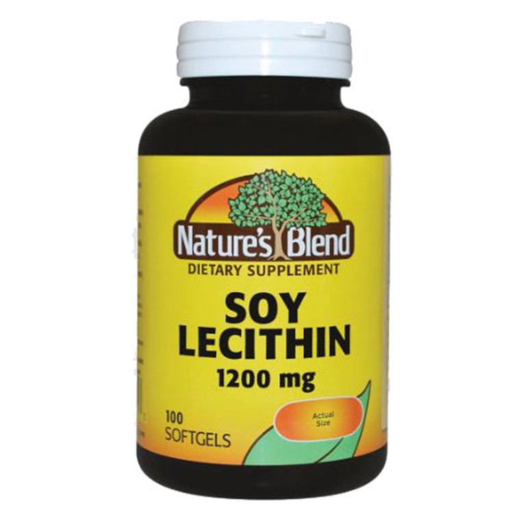 Natures Blend Lecithin 1200mg Supplement Capsules Support Nerve and Heart Health 100Ea