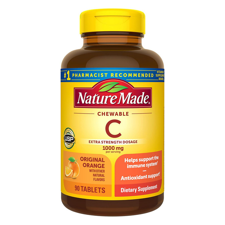 Nature Made Extra Strength Vitamin C 1000mg Chewable Tablets Support Immune Health 90Ea