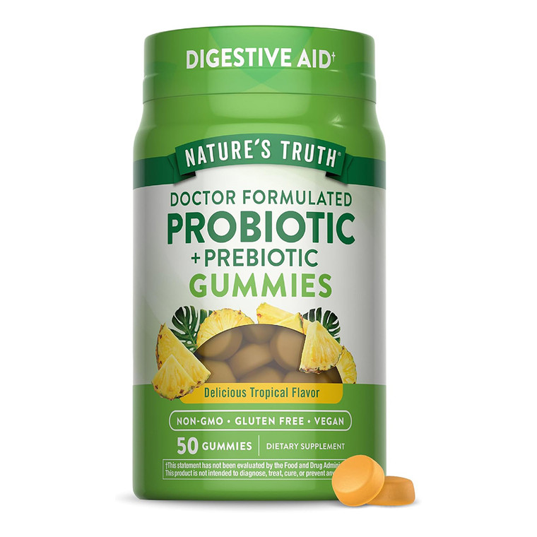 Natures Truth Probiotic Vegan Natural Tropical Flavor Gummies Support Digestive Health 50Ea