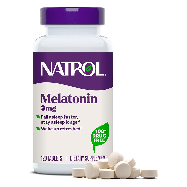 Natrol Melatonin 3mg Sleep Aid Tablets Support Faster and Longer Sleep 120Ea