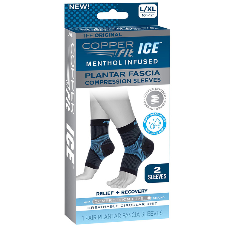 Copper Fit Ice Plantar Fascia Ankle Compression Sleeve Brace, Black, 1 Ea