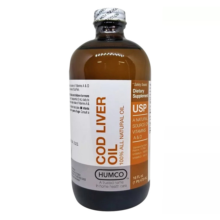 Humco Natural Cod Liver Oil with Vitamin A and D, 16 Oz