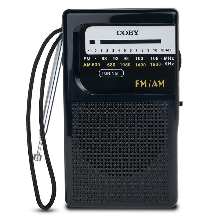 Coby Pocket Size AM and FM Radio with Stereo Earbuds Black Portable Audio Device 1Ea
