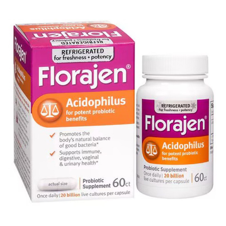 Florajen Acidophilus Capsules for Immune Digestive Vaginal and Urinary Health Support 60Ea