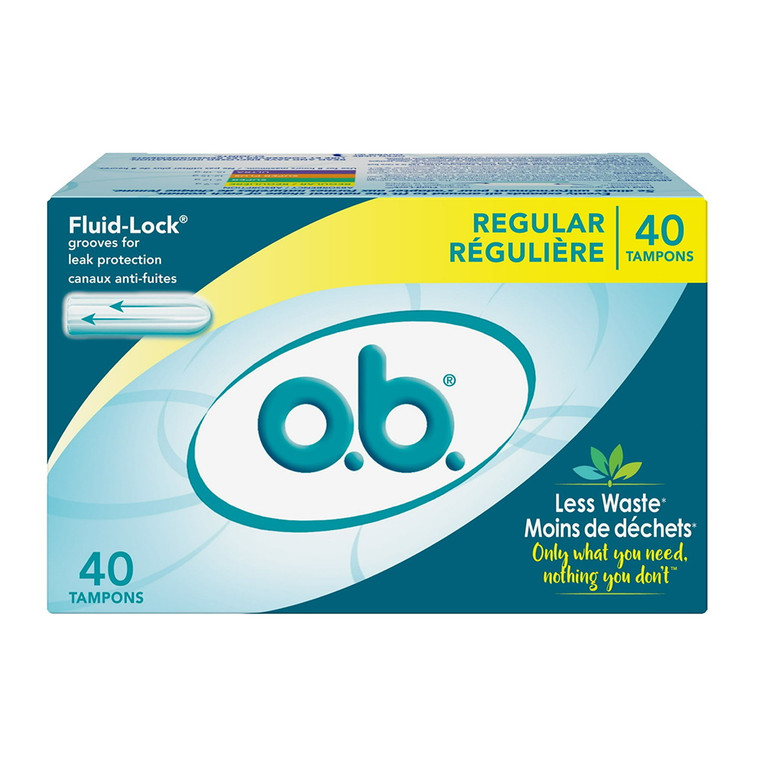 O.B. Original Applicator Free Tampons Unscented, Regular, 40 Ea