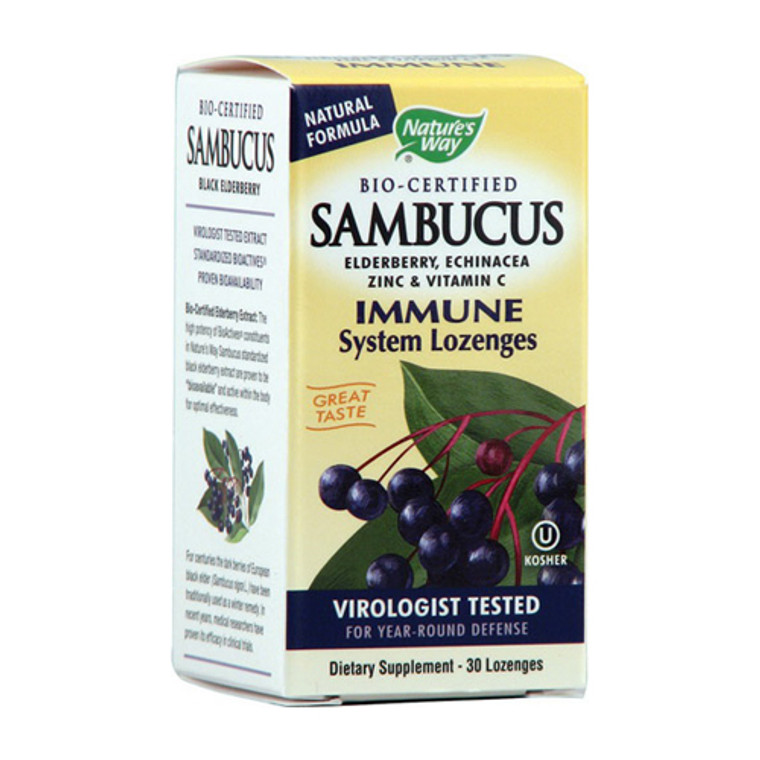 Natures Way Sambucus Immune System Lozenges, Elderberry - 30 Ea
