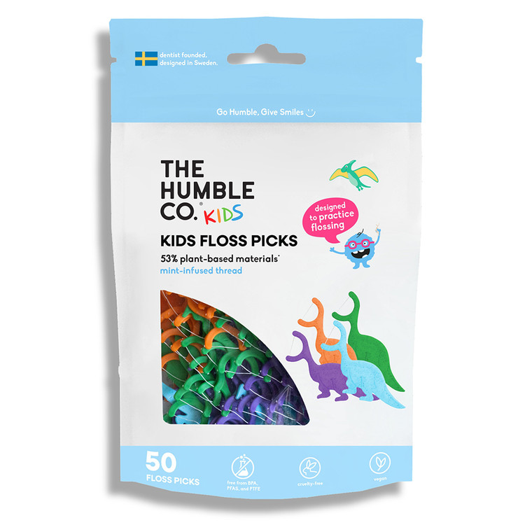 The Humble Co Kids Plant Based Dental Floss Picks Mint 50Ea