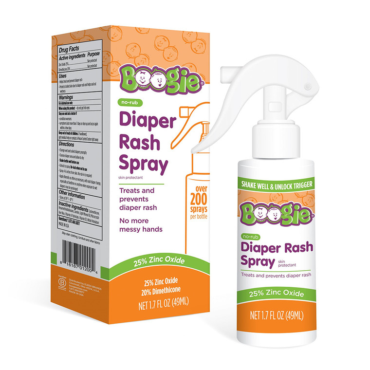 Boogie No Rub Diaper Rash Spray 25 Percent Zinc Oxide Prevent Diaper Rash 1.7Oz (49ml)