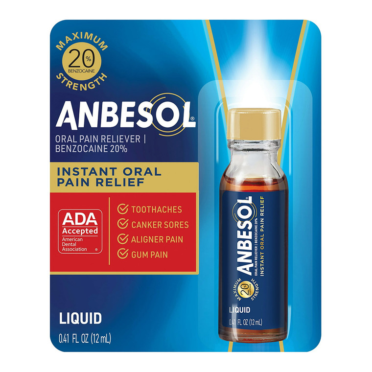 Anbesol Liquid Maximum Strength Liquid Instant Oral Pain Relief 0.41Oz (12ml)