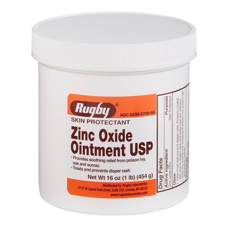 Rugby Zinc Oxide Ointment 20 Percent Skin Protectant, 16 Oz