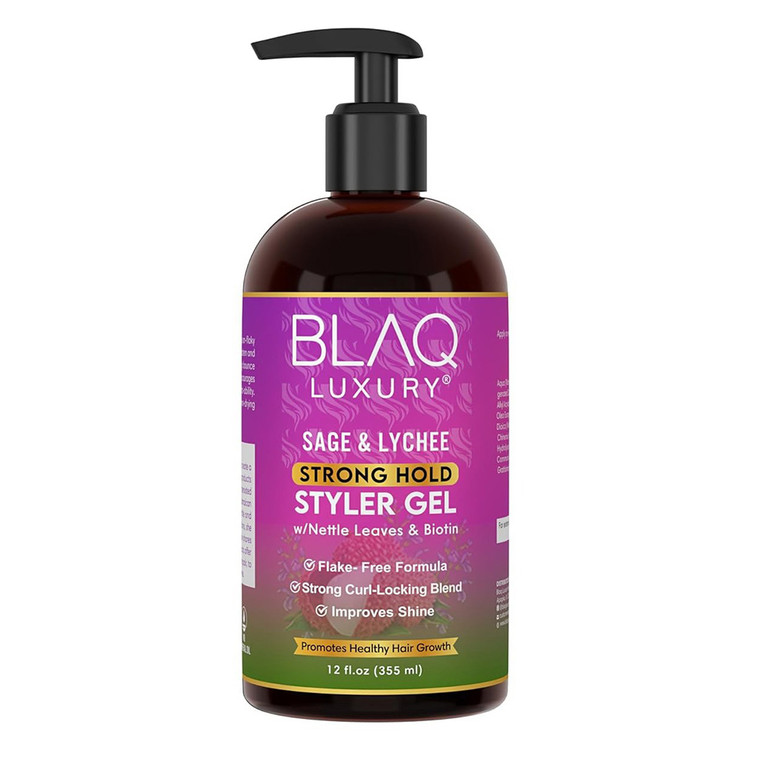 Blaq Luxury Sage and Lychee Strong Hold Styler Gel Long Lasting Styling Formula 12Oz (355ml)