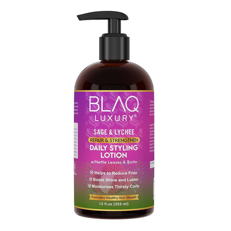 Blaq Luxury Sage and Lychee Daily Styling Lotion Hydrating and Nourishing Formula 12Oz (355ml)