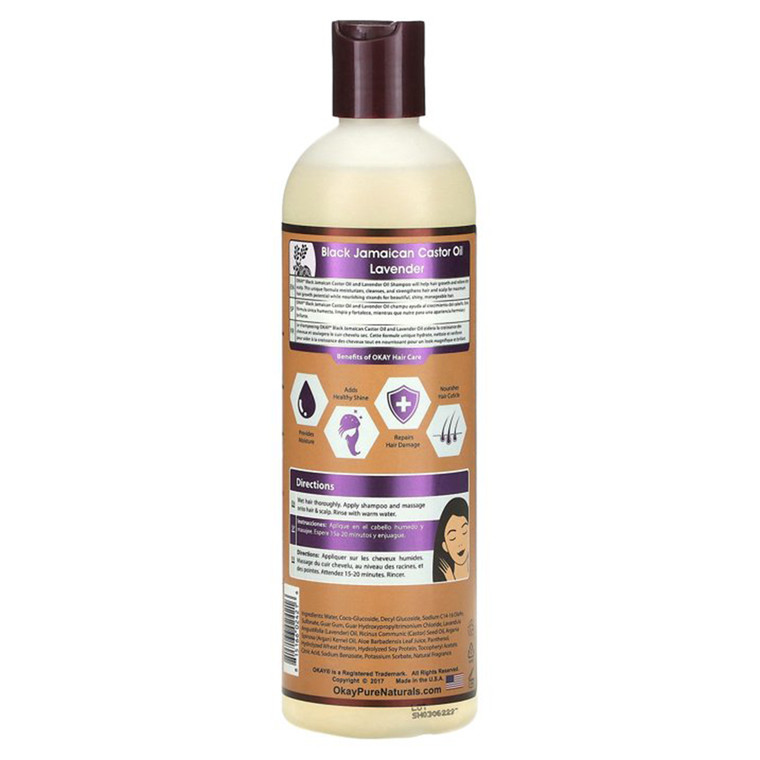 Okay Pure Naturals Black Jamaican Castor Oil Lavender Shampoo,12 Oz