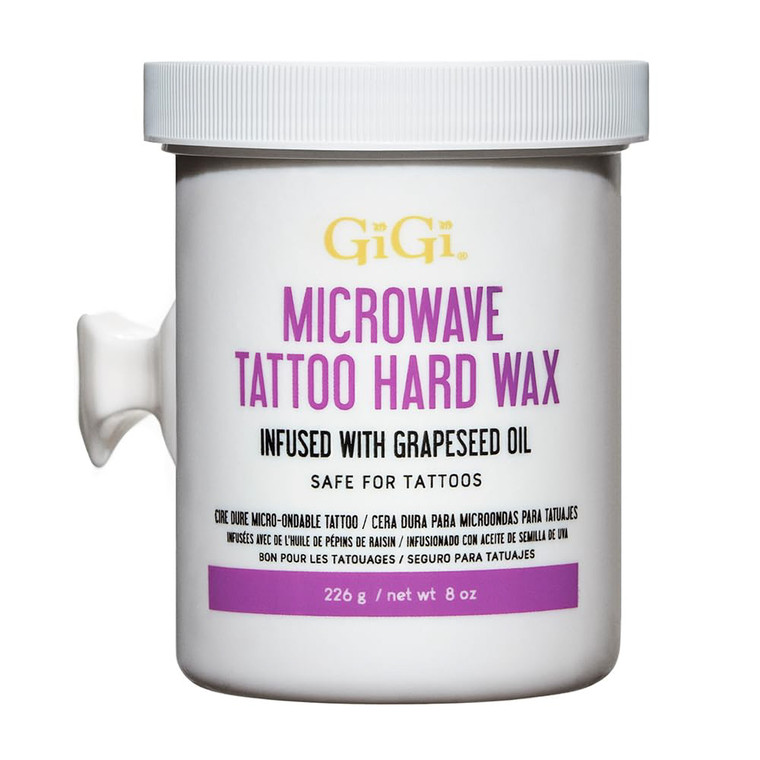 GiGi Tattoo Microwave Hard Wax Infused with Grapeseed Oil, 8 Oz