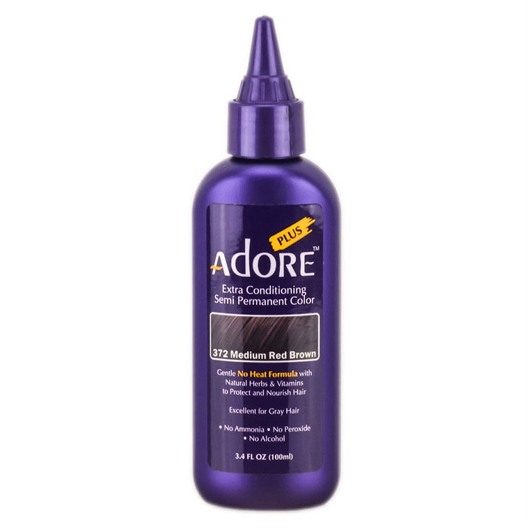 Adore Extra Conditioning Semi Permanent Color 372 Medium Red Brown Alcohol and Ammonia Free 3.4Oz (100ml)