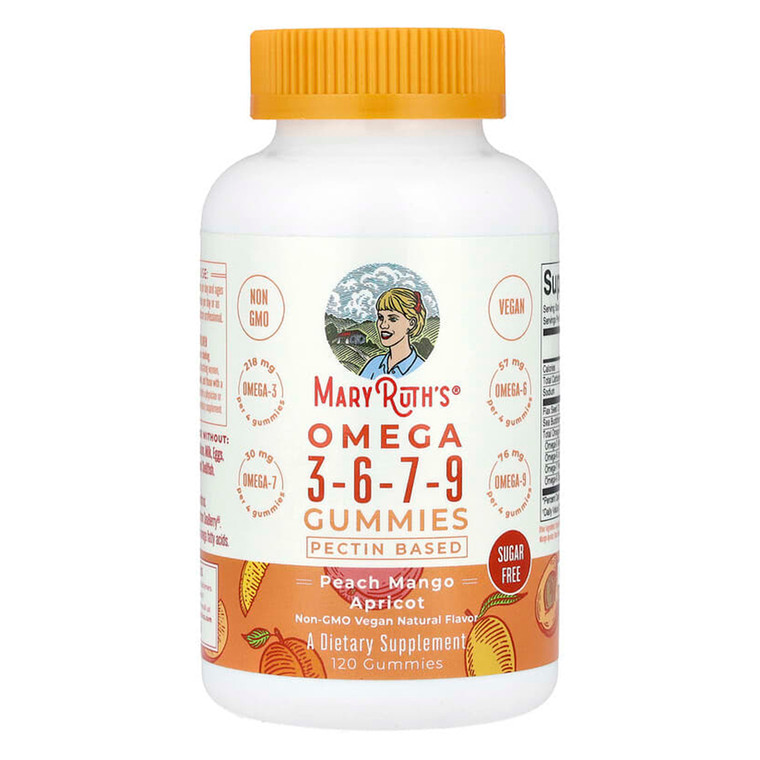 Mary Ruths Omega 3-6-7-9 Peach Mango Apricot Gummies, 120 Ea