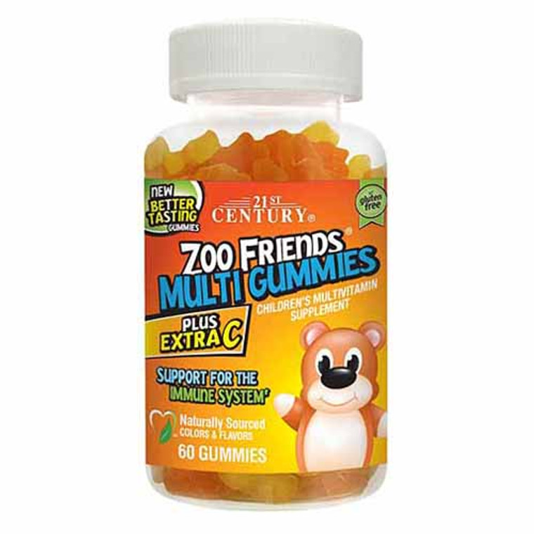 21St Century Zoo Friends Childrens Multivitamin Supplement Plus Extra C Multi Gummies - 60 Ea