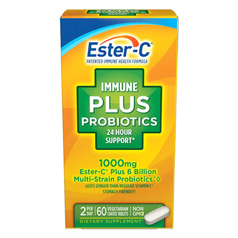 Ester-C Immune Plus Probiotics 24 Hour Support, Vegetarian Coated Tablets, 60 ea