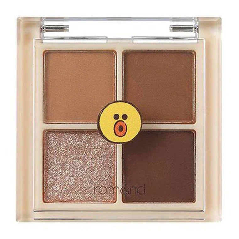 Rom&nd Line Friends Better Than Eyes Mini 03 Dry Ragras Shadow Palette Filled With 4 Rich Shades 2g