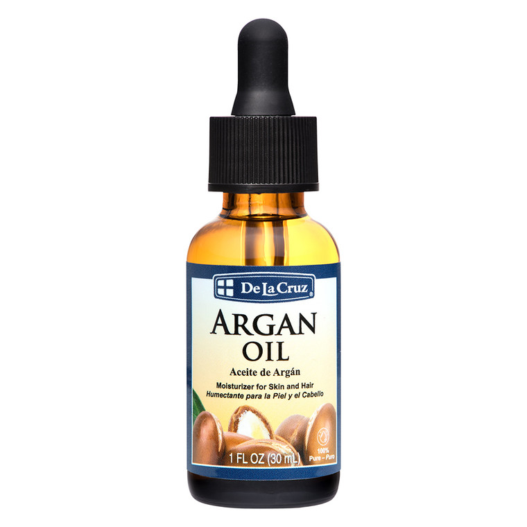 De La Cruz 100 Percent Unrefined Cold Pressed Virgin Moroccan Argan Oil for Skin and Hair 1Oz (30ml)