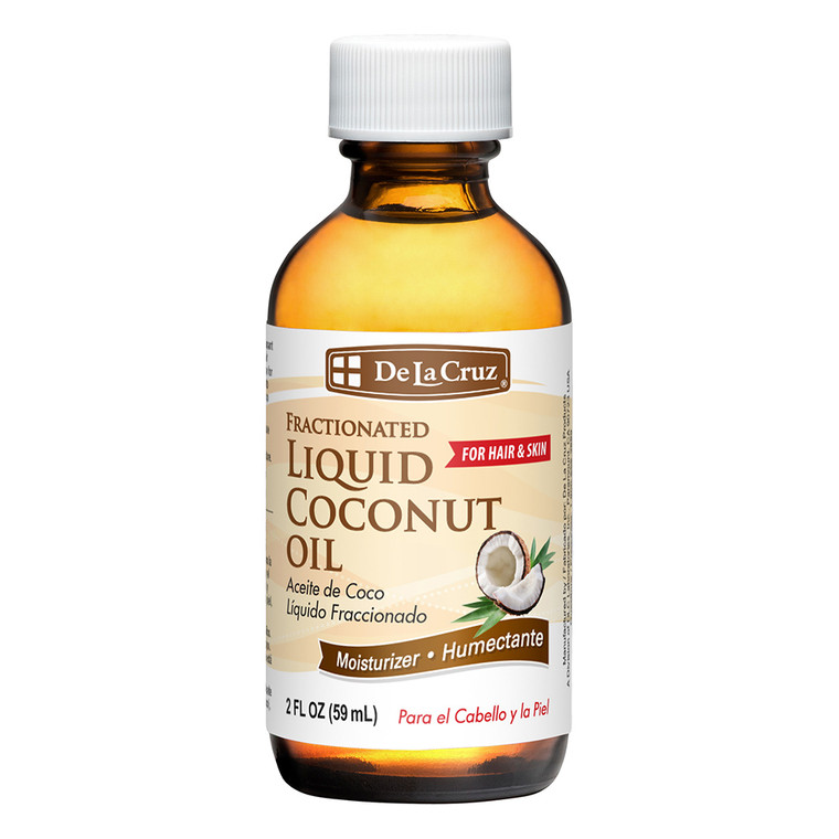 De La Cruz Fractionated Liquid Coconut Oil for Hair and Skin 2Oz (59ml)