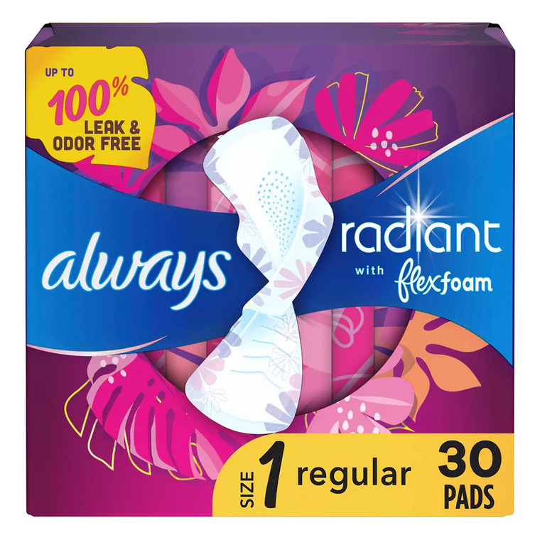 Always Infinity Pads Regular with Wings for Leak Protection 30Ea