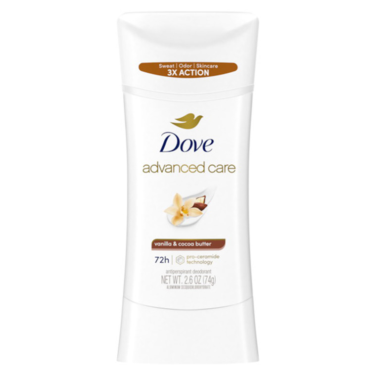 Dove Advanced Care Vanilla and Cocoa Butter Antiperspirant Deodorant Stick Protection and Skin Loving Underarms Care 2.6Oz (74g)