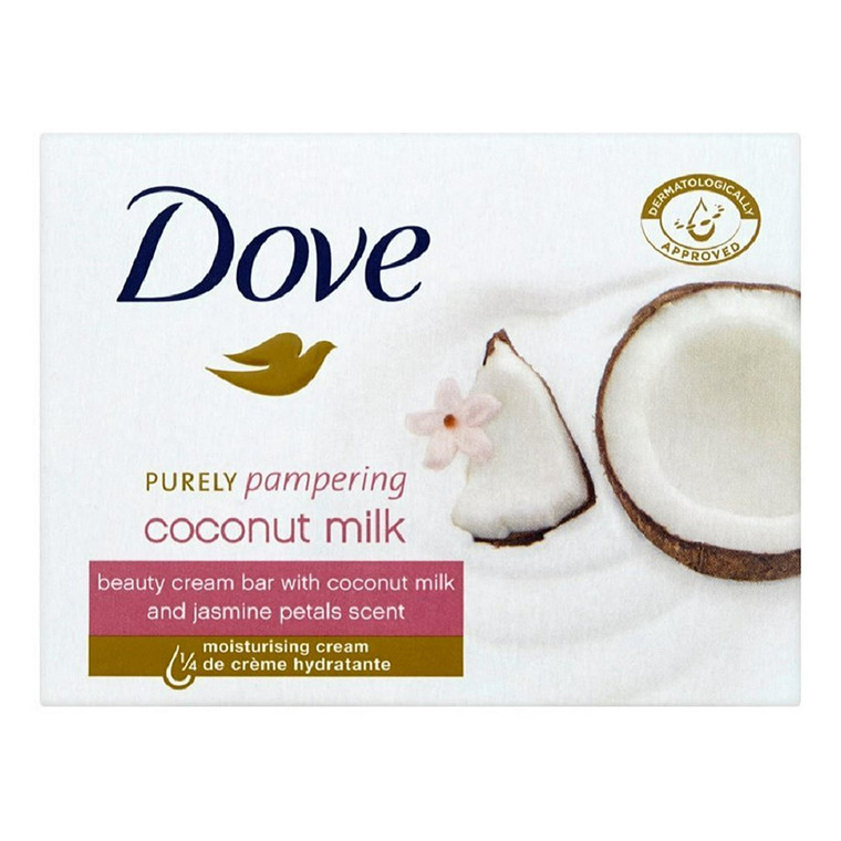 Dove  Beauty Bar Soap Coconut Milk Bath Bars Moisturizing Cleansing and Nourishing Skin 3.17Oz (90g) 3Ea