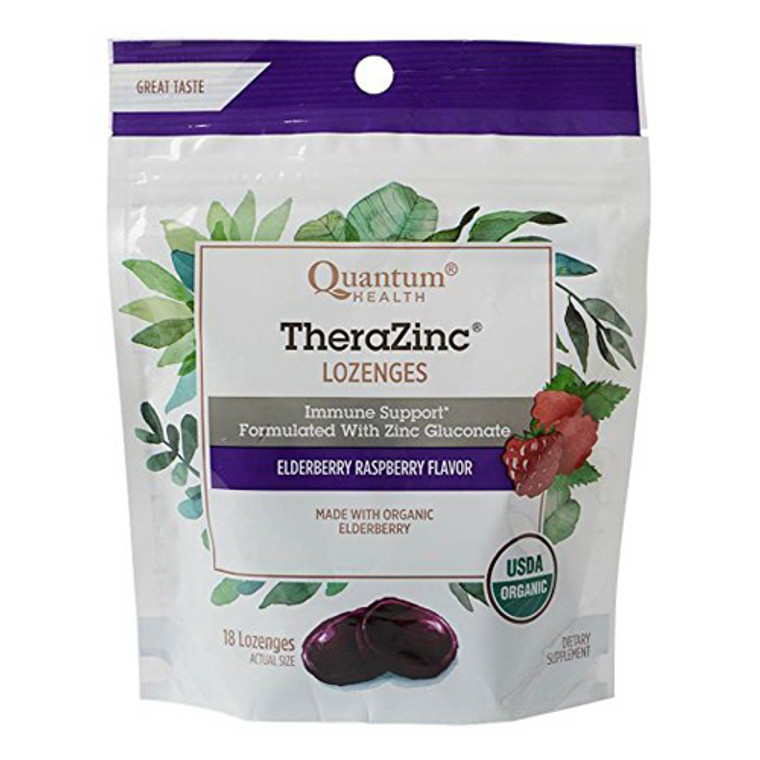 Thera Zinc Organic Therazinc Lozenges Elderberry Raspberry 18 Ea