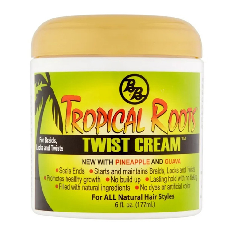 Bronner Brothers Tropical Roots Twist Cream with Pineapple and Guava Promoting Healthy Hair Growth 6Oz (177ml)