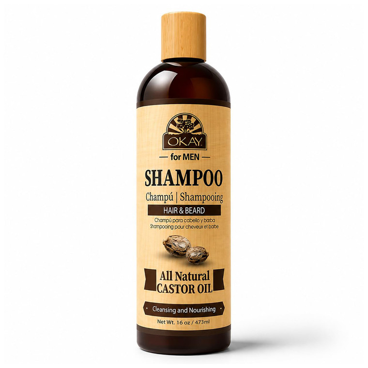 Okay Mens Castor Oil Shampoo for Cleansing Strengthening and Healthy Hair Growth 16Oz (473ml)