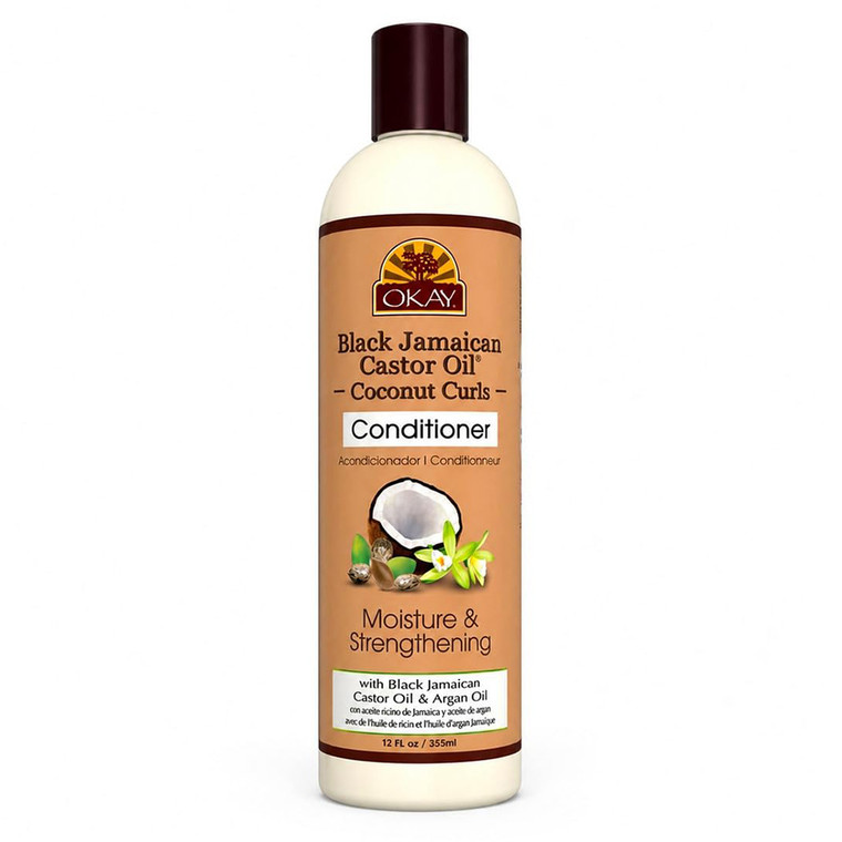 Okay Black Jamaican Castor Oil and Coconut Curls Conditioner for Moisturized Soft and Defined Curls 12Oz (355ml)