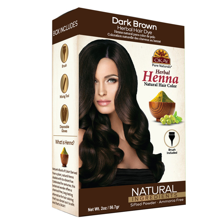Okay Pure Naturals Herbal Henna Natural Hair Color Dark Brown 2Oz (56.7g)