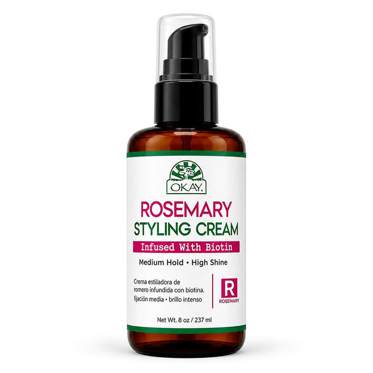 Okay Rosemary Hair Styling Cream with Biotin Medium Hold 8Oz (237ml)