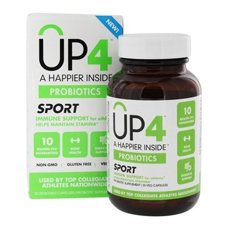 UP4 A Happier Inside Sport Probiotics Supplement Vegetable Capsules, 30 Ea
