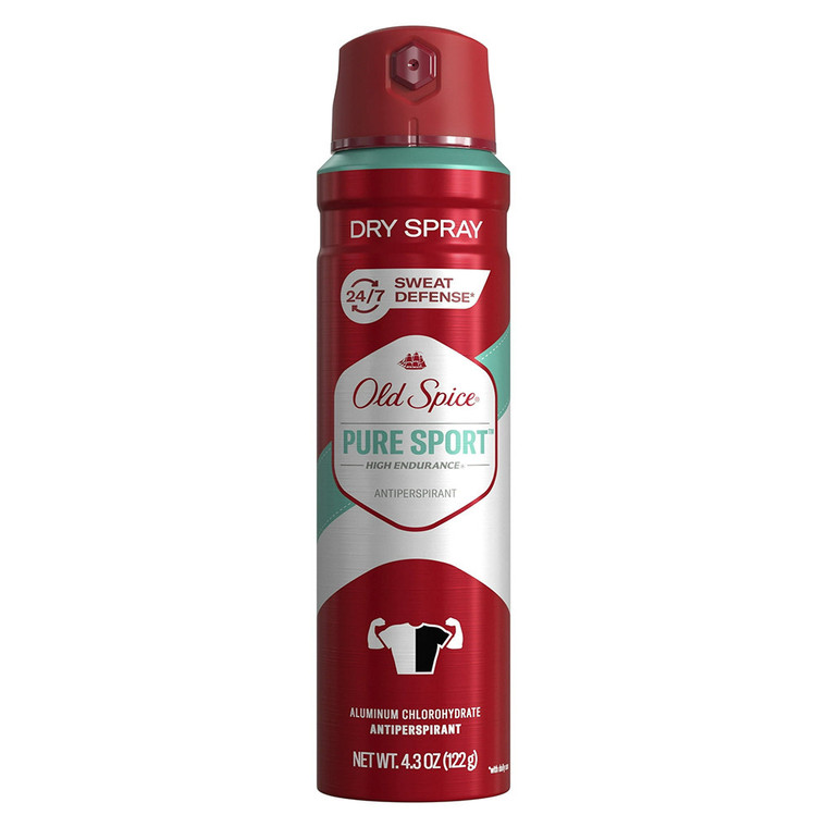Old Spice Anti Perspirant Dry Spray Pure Sport for Long Lasting Freshness 4.3Oz (122g)