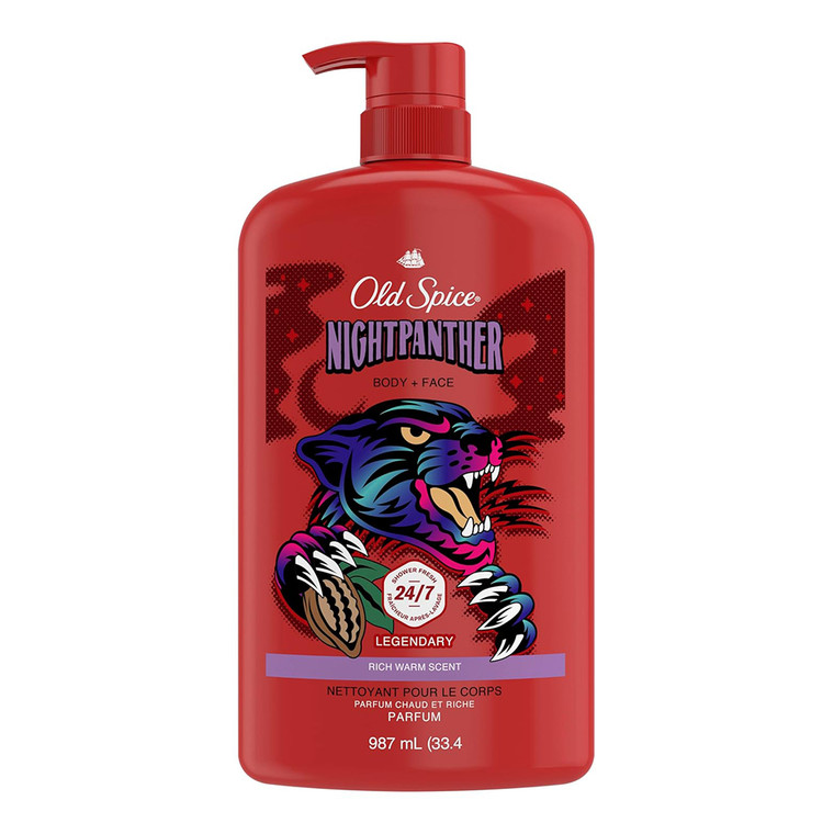 Old Spice Body Wash Night Panther with Pump for Fresh Feel 33.4Oz (987ml)